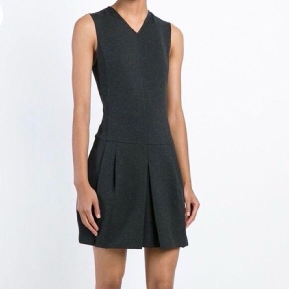 VINCE Grey Pleated Drop waist Mini Dress size 6